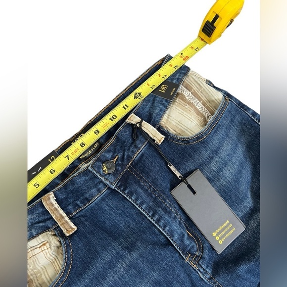 Lucky & Blessed Women’s Brown Aztec Print Cuffed Dark Wash Denim Flare Jeans - Picture 7 of 12